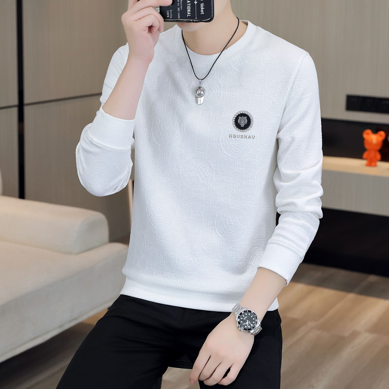 2023圆领卫衣男士春秋季厚款新款长袖T恤修身体恤潮流打底小衫
