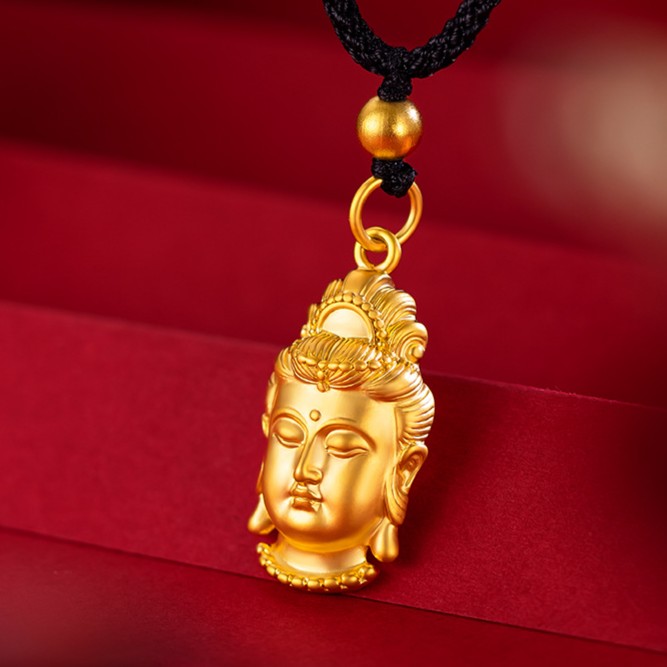合金吊坠 实心大观音999黄金色吊坠正品仿真黄金挂坠金色镀金平安