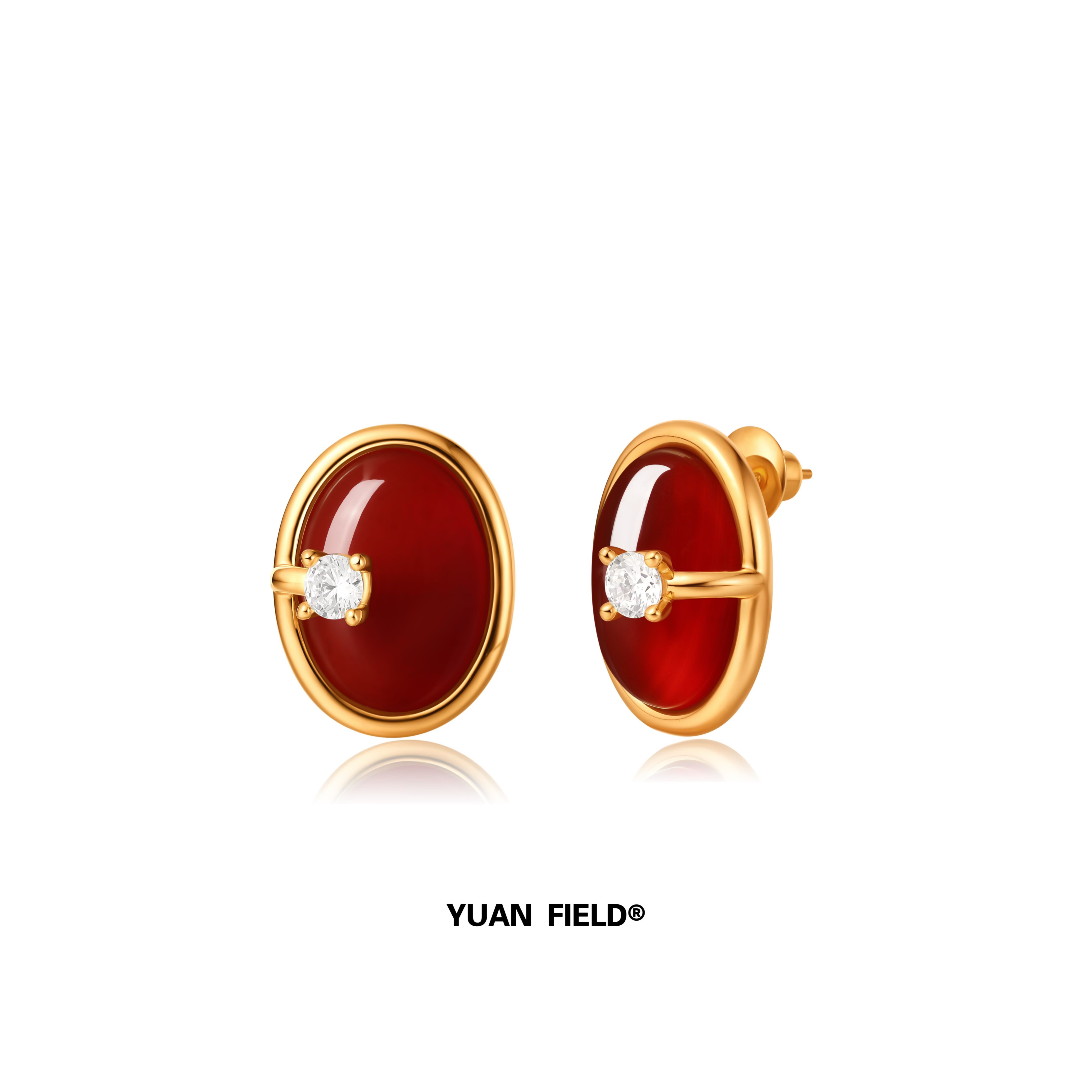 黄铜耳饰 YUAN FIELD 海屿系列 月隐耳钉 时尚百搭