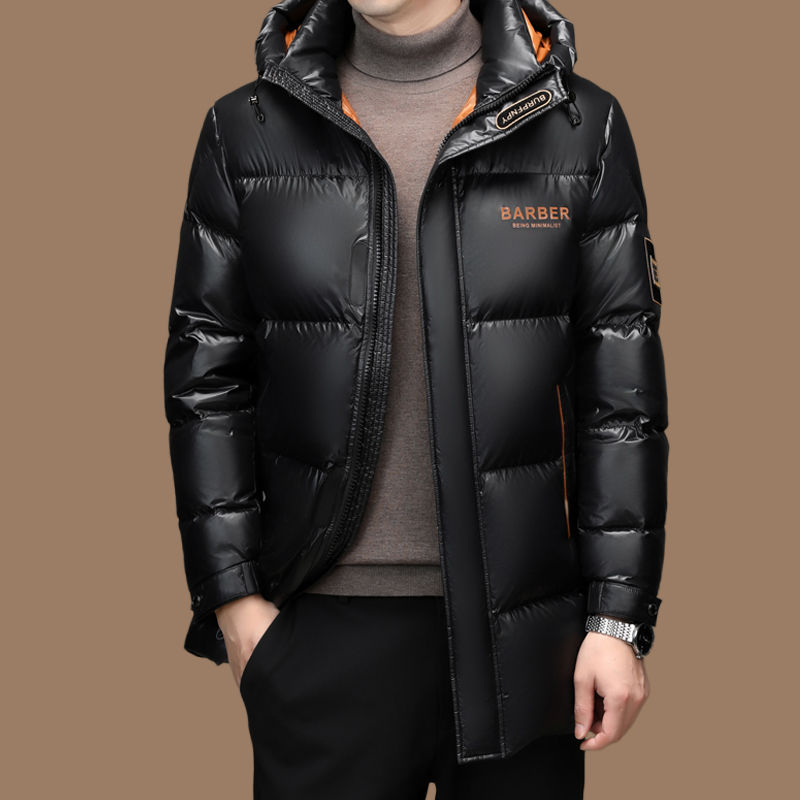 2024新款意大利大牌男士轻奢羽绒中长款外套保暖潮流爆款连帽休闲