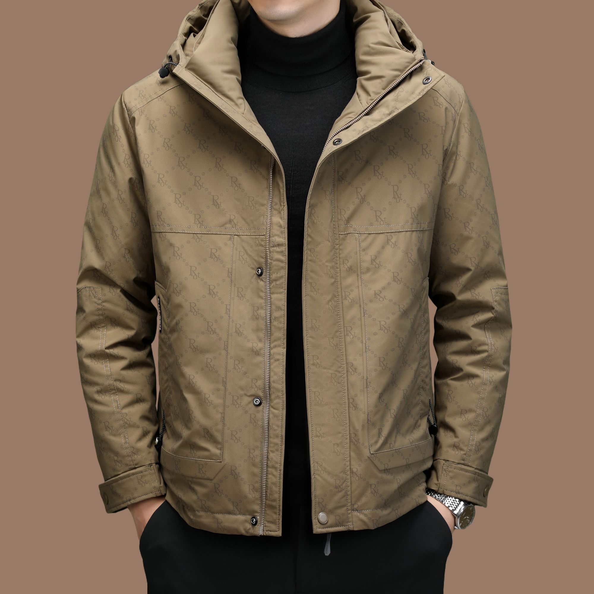 意大利大牌轻奢羽绒服男装冬季爆款户外连帽加厚保暖男士休闲外套