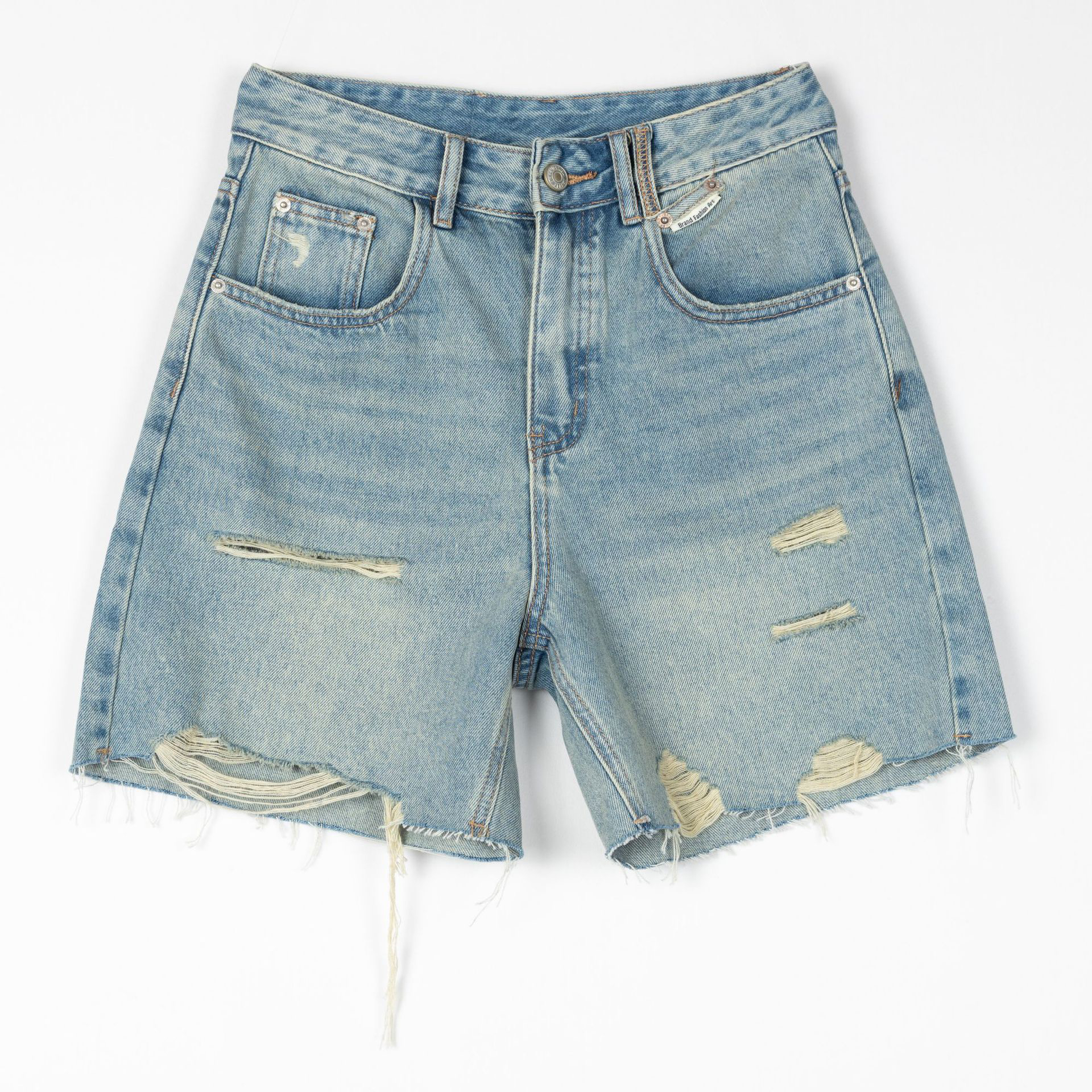 破洞牛仔短裤女高腰显瘦宽松2024新款春夏薄阔腿破洞a字热裤潮