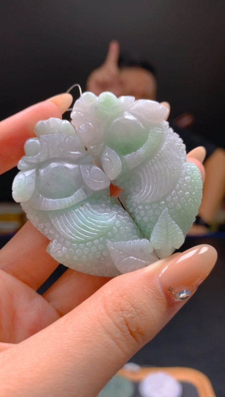 【闪购商品】定制翡翠未镶嵌5058Jw-毛货吊坠一对11
