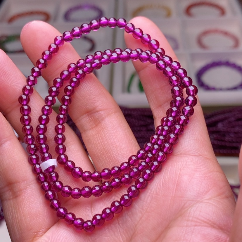 【闪购商品】石榴石手链未镶嵌艾***4加精品紫牙乌