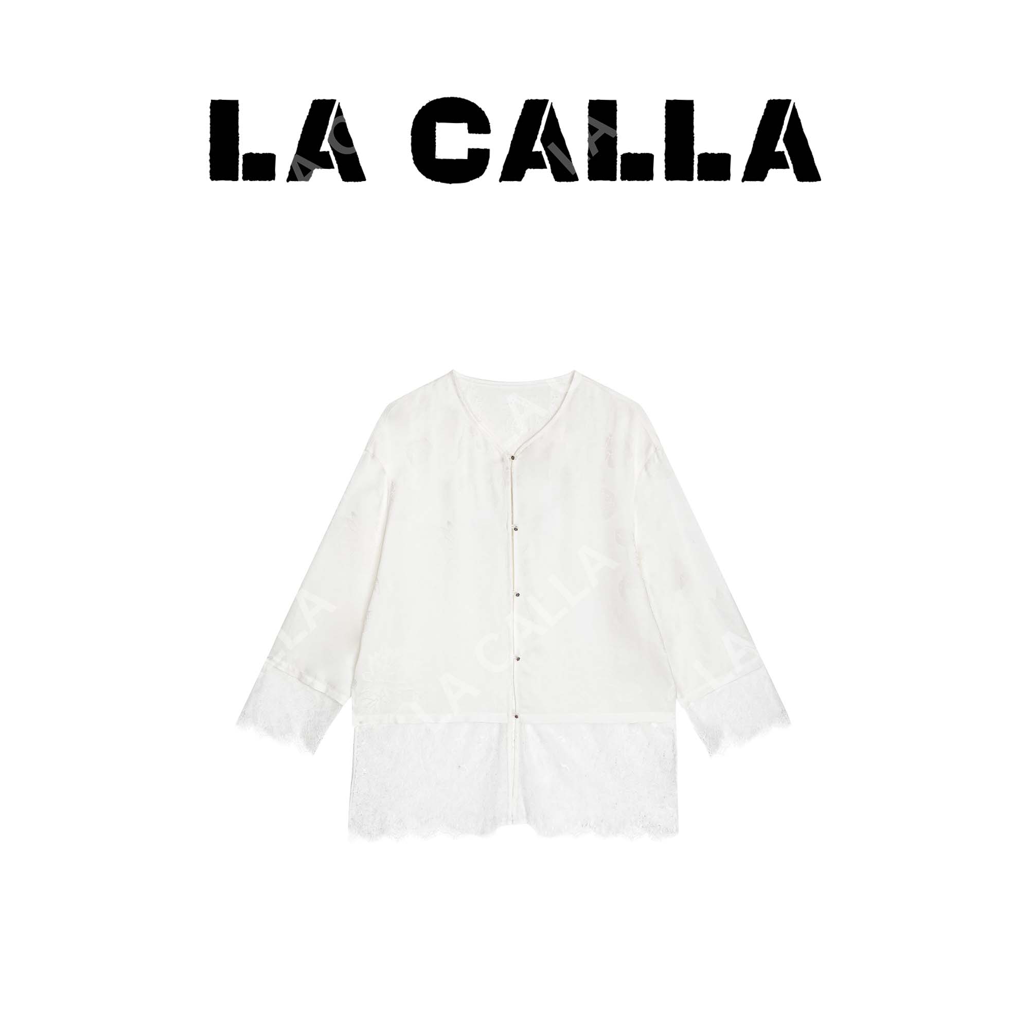 LA CALLA《特价不退不换》白蕾丝网纱蕾丝花边气质重工外套YY1277