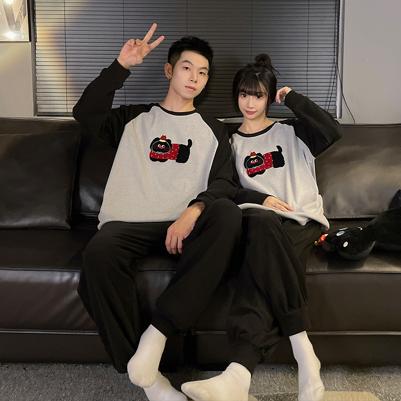 【德绒保暖】情侣款睡衣厚款冬季高级感家居服-205（DK）-205（DK）-1