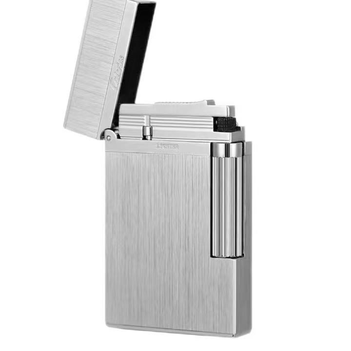 CALORIES纯铜侧滑经典金银拉丝充气朗声打火机油机创意高档打火机