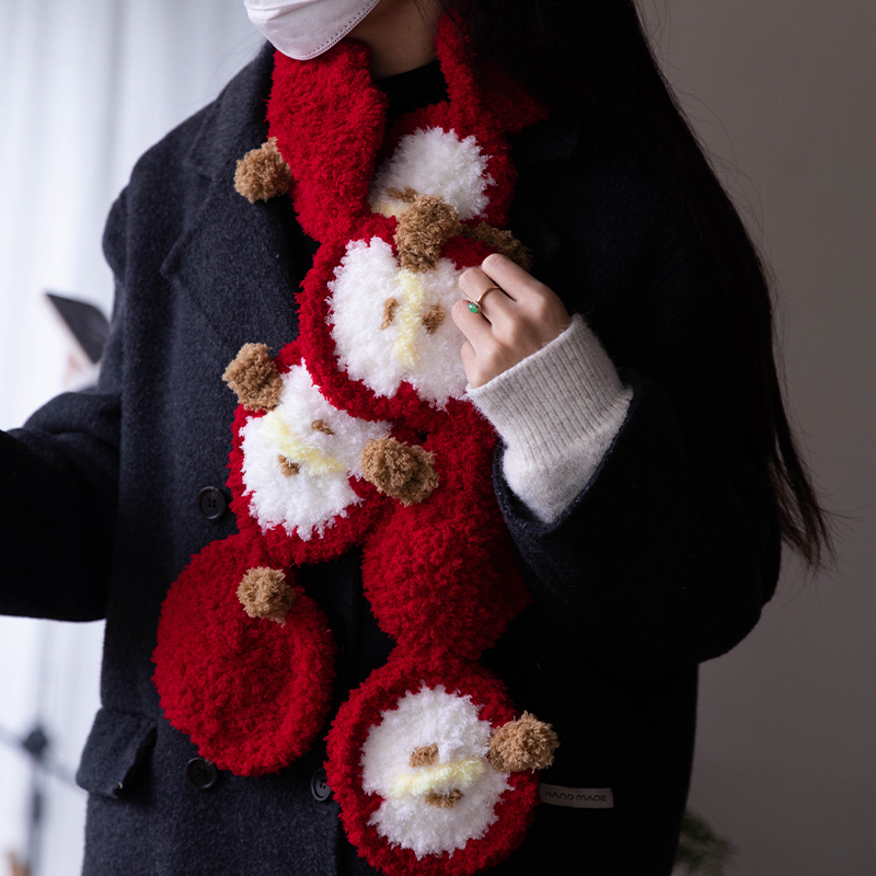 手工diy圣诞树苹果新年围巾材料包新手自制秋冬保暖礼物送闺蜜
