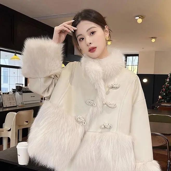 2023秋冬季新款新中式羽绒服白鸭绒大衣外套中国风美拉德风女