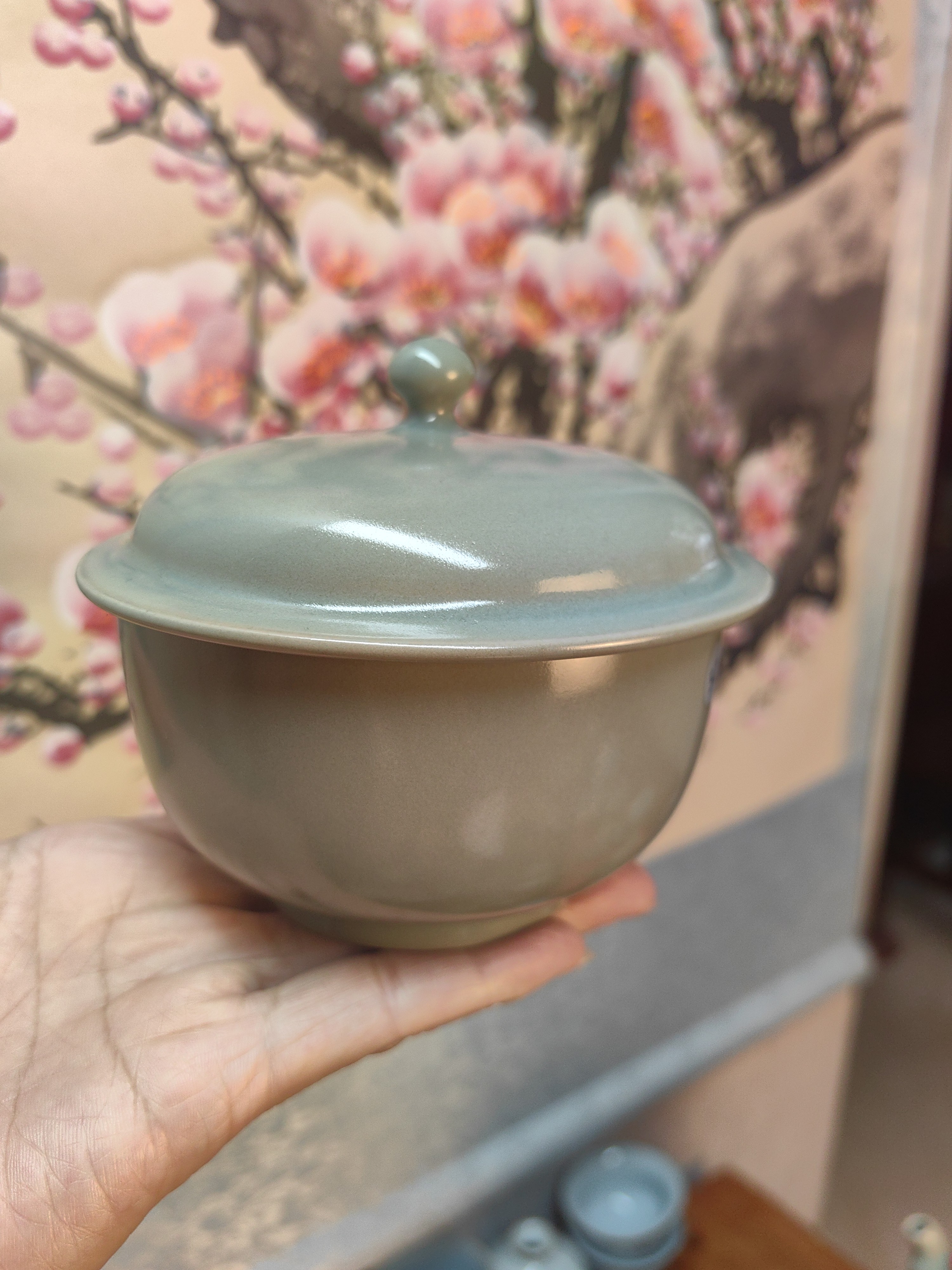 汝州汝窑汝瓷，仿古釉。皇家盖碗。传世器全手工不开片