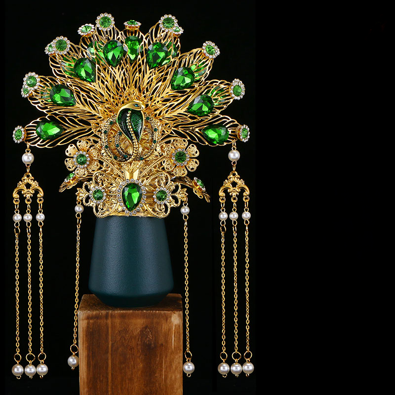 精美头冠狐蟒灵蛇九尾合金头冠堂口装饰品手工制作发饰佩戴工艺品