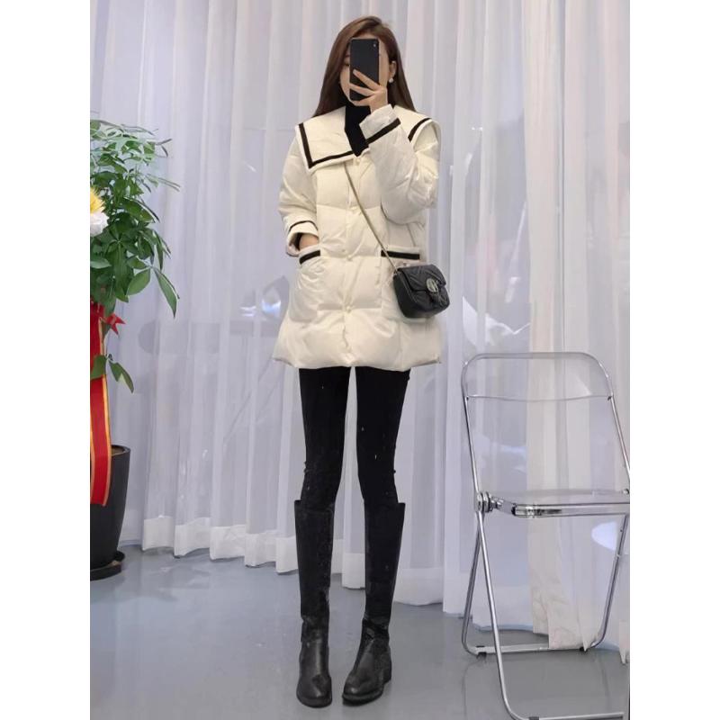 欧货领羽绒服女2023年新款冬季网红洋气减龄白鸭绒中长款外套
