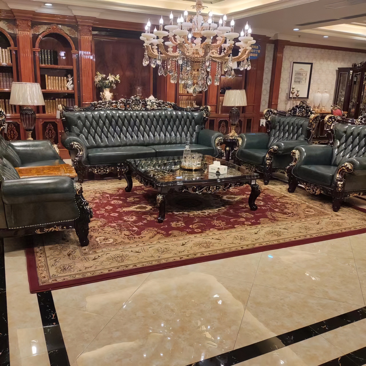 宝居乐F210欧式头层牛皮别墅高档真皮全实木雕花沙发 F210茶几