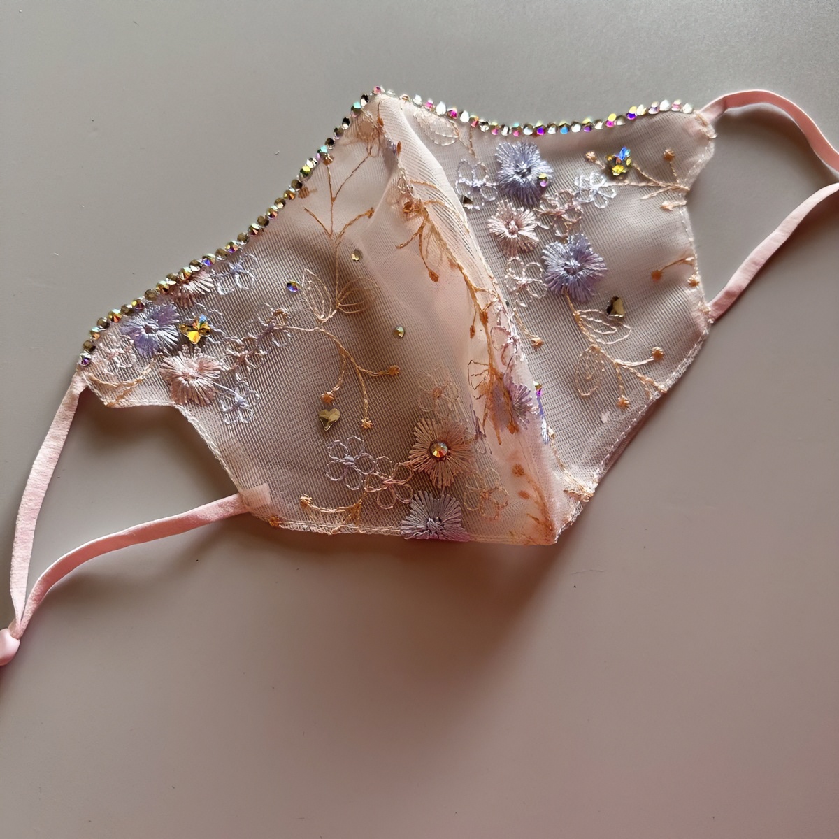 夏季时尚透气防晒耳带可调节超精致刺绣网纱韩版蕾丝口罩防晒面罩