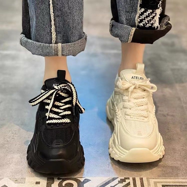 红蜻蜓牌美拉德爆款运动鞋女2023冬季新款加绒厚底休闲防滑老爹鞋