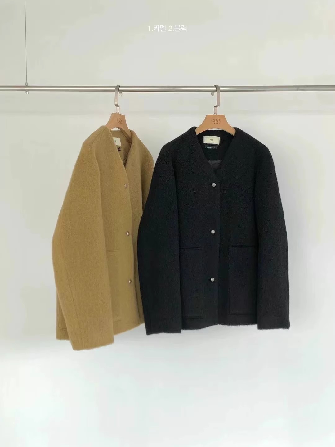 韩国东大门代购egg2024秋新洋气百搭宽松单排扣V领大衣外套