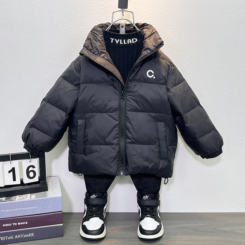 NY潮牌男童羽绒服冬季新款中小童宝宝洋气时髦加厚白鸭绒保暖外套