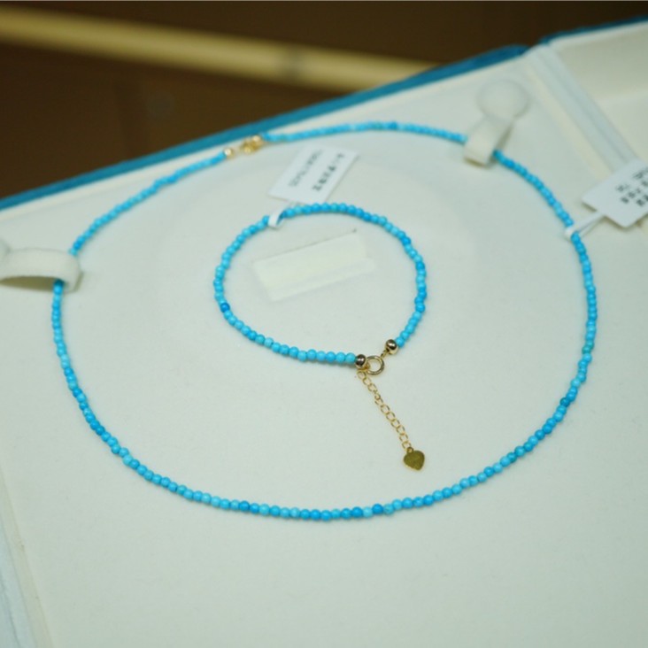 永心梦洁2.5mm绿松石套装 18k金 小众 简约百搭轻奢时尚 精美气质