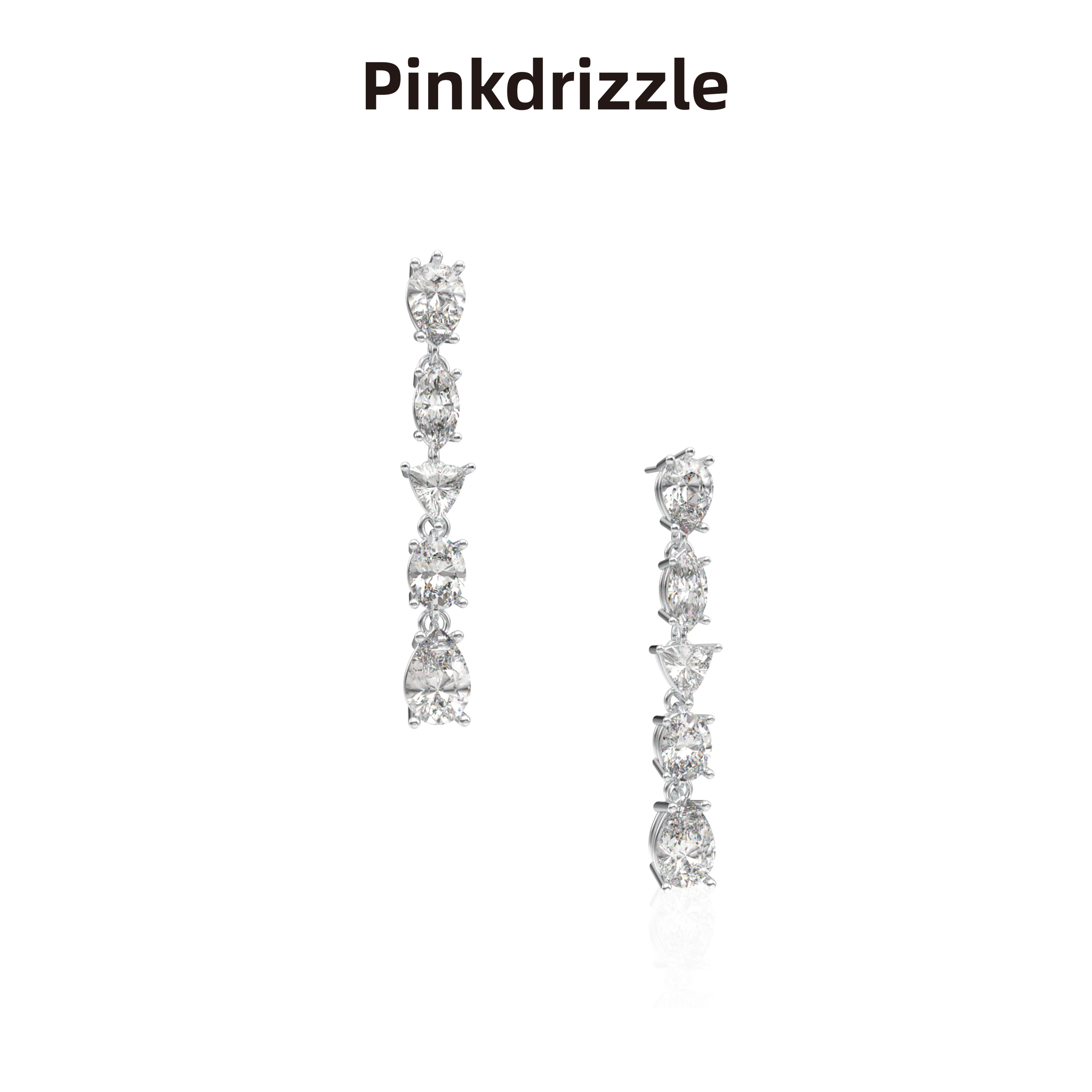 Pinkdrizzle 铜合金合成锆石耳饰 许妍同款“月魄”星影摇曳耳饰