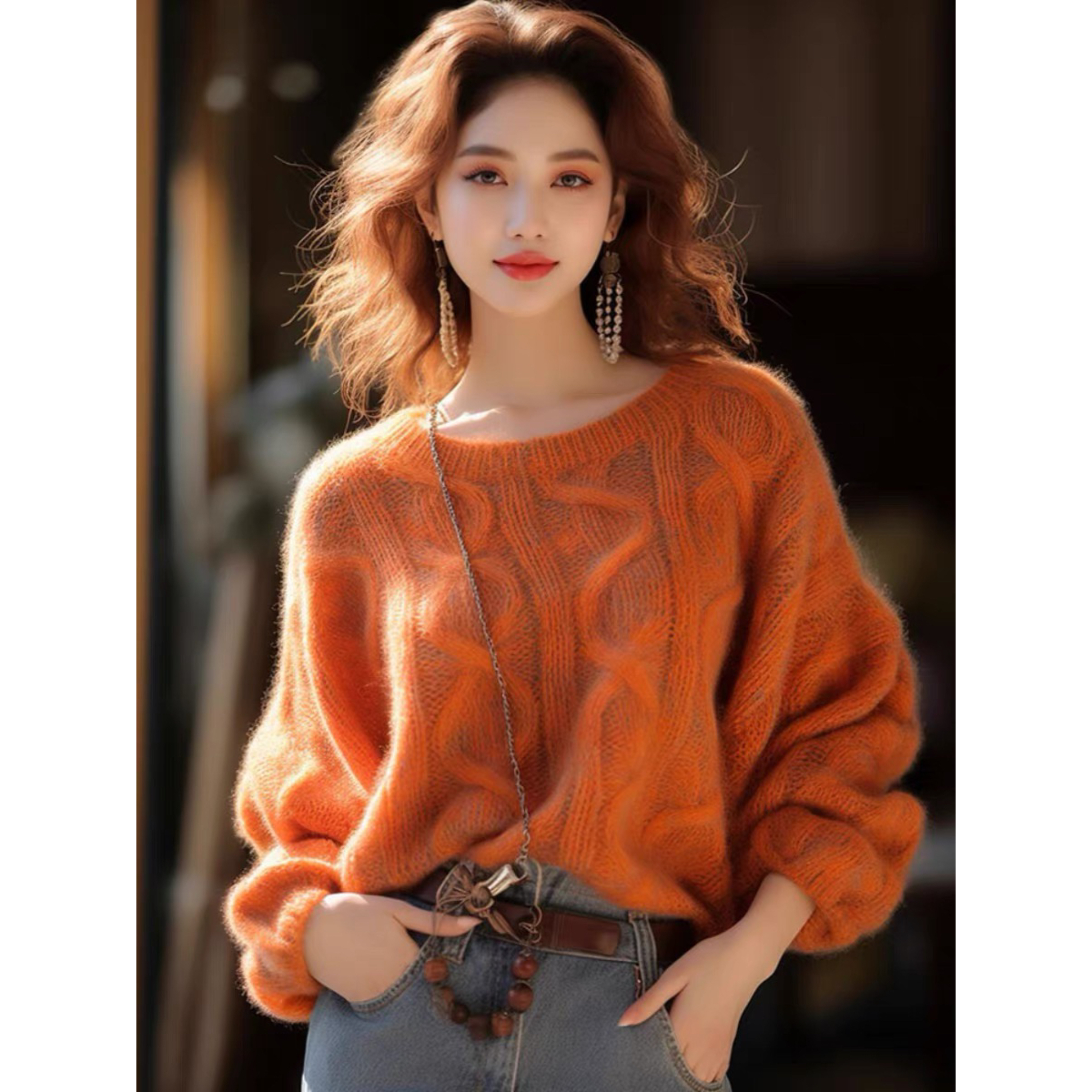 美式复古慵懒风毛衣女款爆款2025新款洋气宽松长袖秋冬气质针织衫