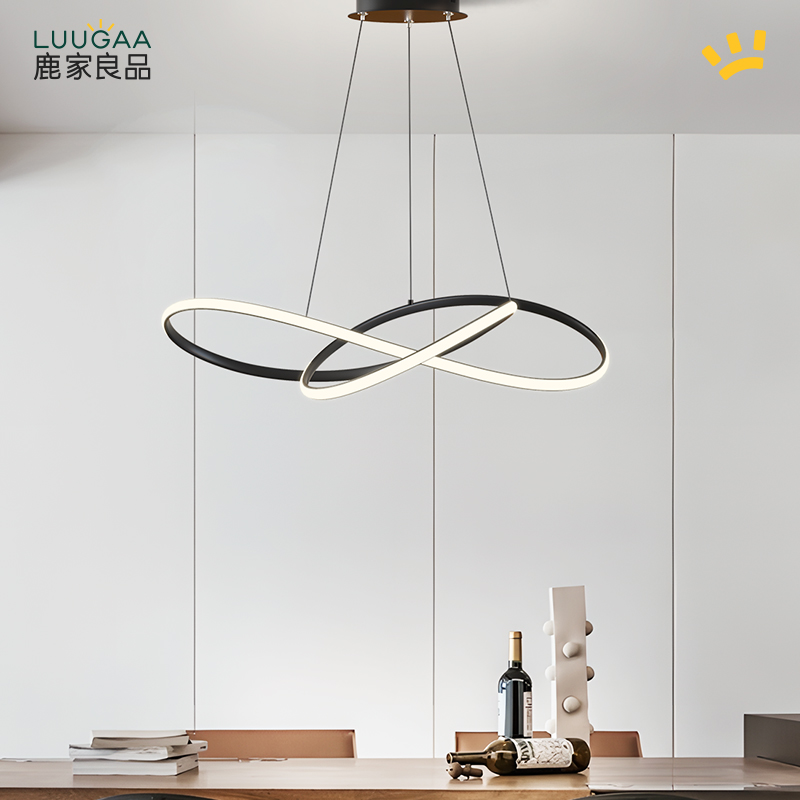 鹿家良品莫比乌斯餐厅吊灯现代简约北欧轻奢创意个性圆环客厅灯具