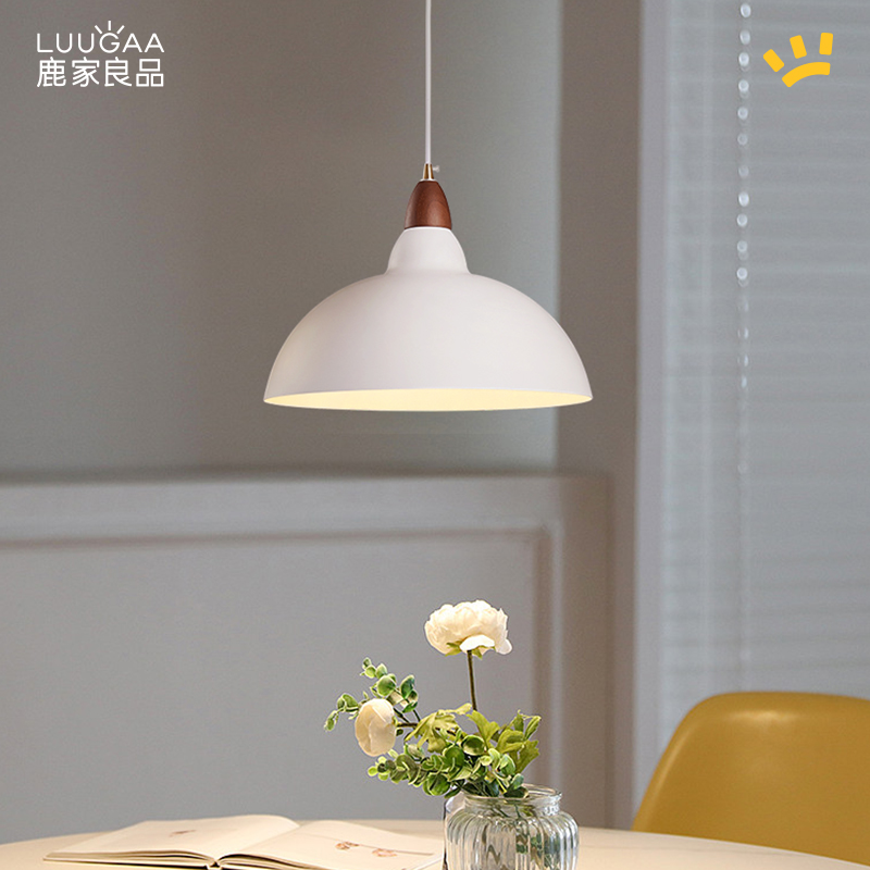鹿家良品木柄餐厅吊灯现代简约法式奶油风名宿饭厅餐桌吧台吊灯具