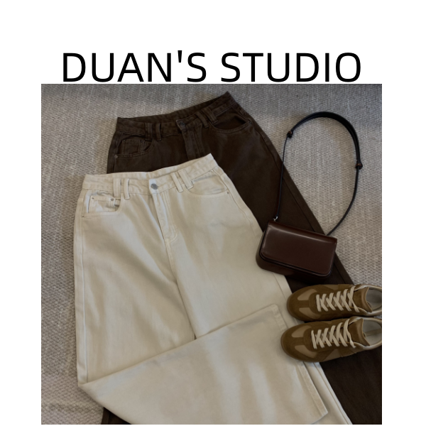 【YY STUDIO】夏季直筒显瘦简约时尚百搭休闲水洗阔腿牛仔休闲裤