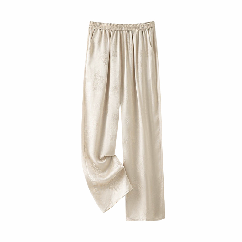 桑蚕丝夏季花萝直筒裤