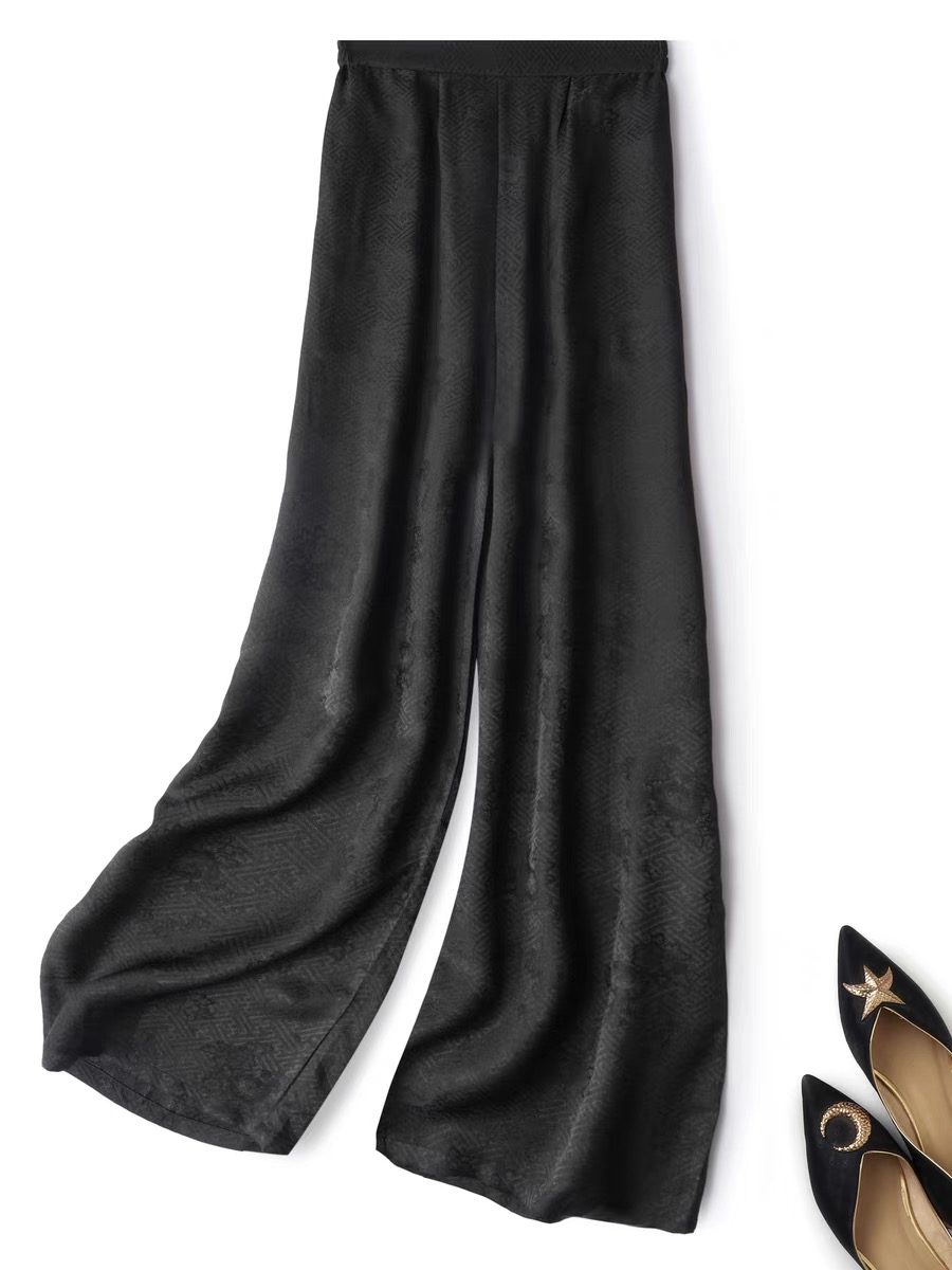 100桑蚕丝杭罗显瘦高腰休闲直筒裤