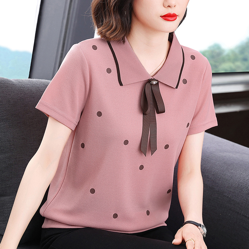 8862#中老年女装夏装宽松T恤女40-50岁妈妈装时尚洋气打底小衫