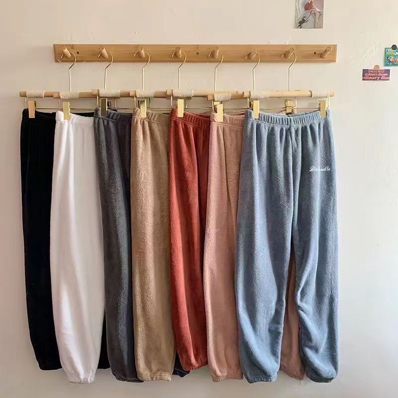 珊瑚绒暖暖裤加厚宽松束脚裤韩版休闲居家保暖雪地裤秋冬睡裤