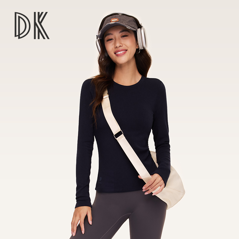 运动保暖长袖修身显瘦圆领正肩舒适百搭打底衫纯色内搭秋冬6269