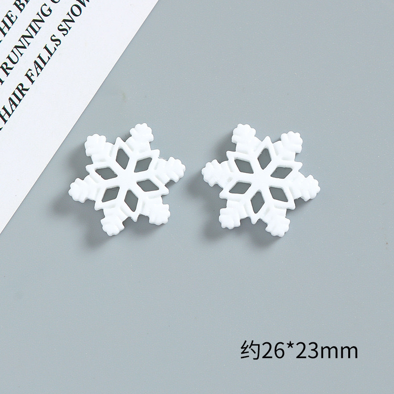 diy奶油胶圣诞白色雪花片树脂配件手机壳发夹头饰配饰材料