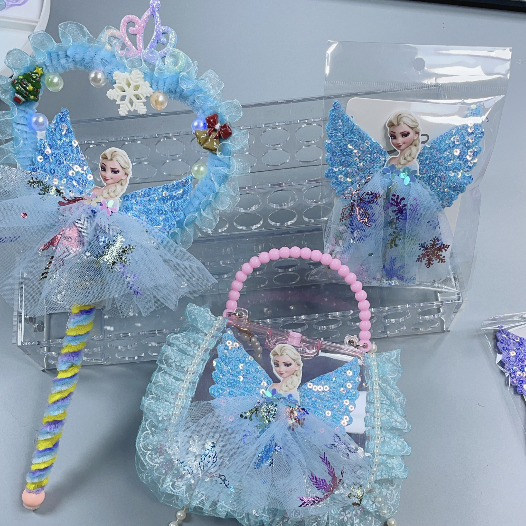 手工DIY艾莎手工作品系列套装材料包/魔法棒/艾莎包包材料包