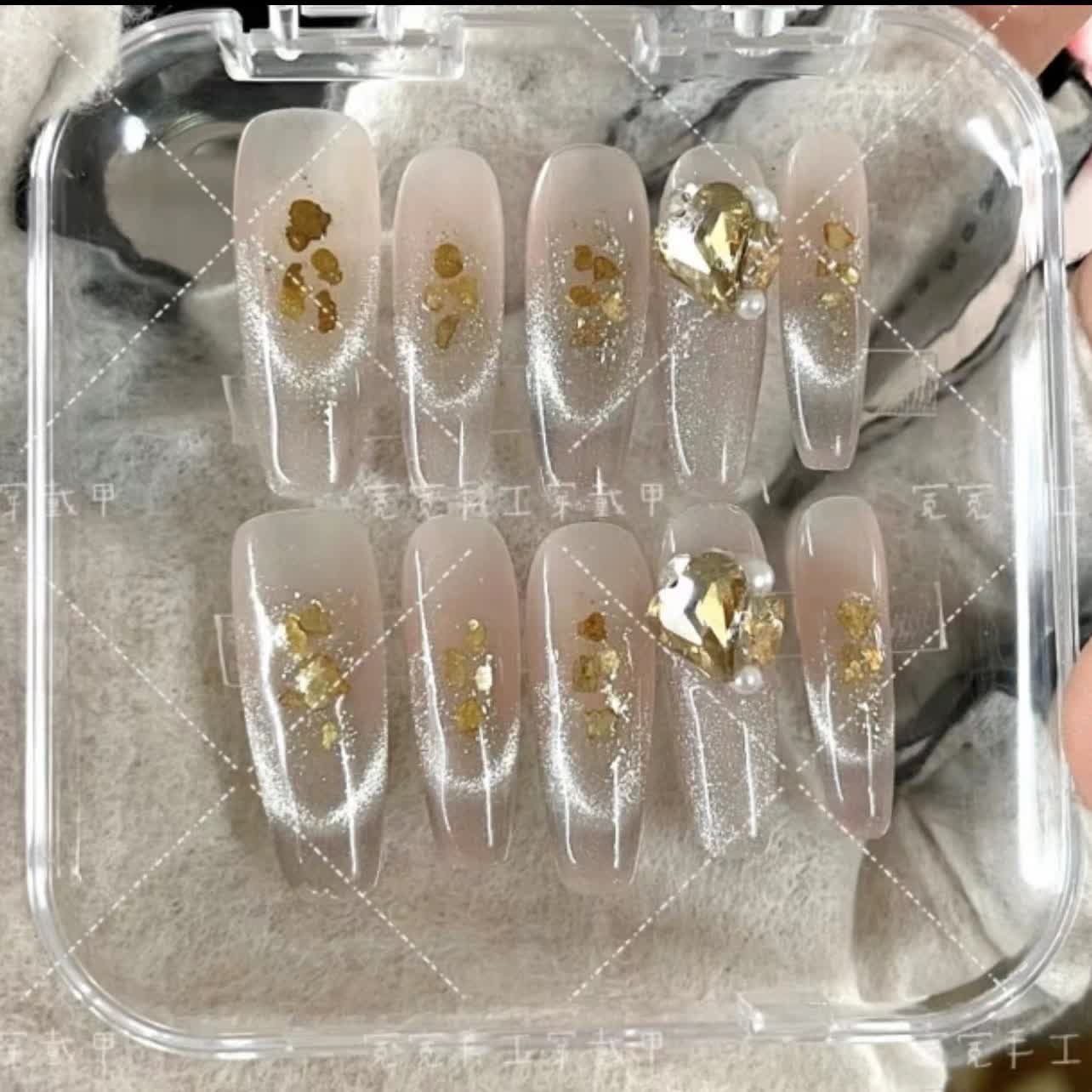 梦幻之境 || 纯手工穿戴甲温柔轻奢气质纯欲猫眼短甲穿戴甲