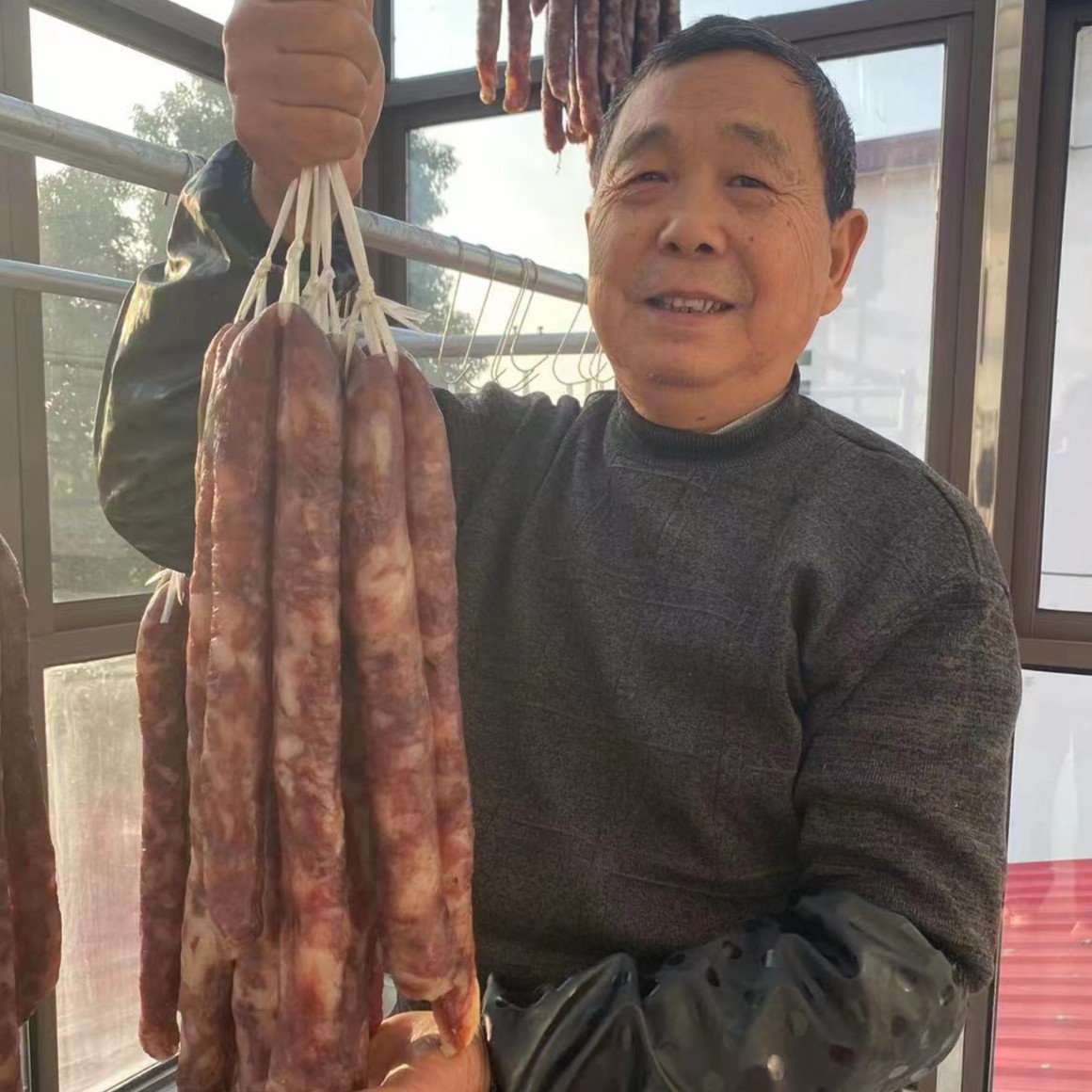 农家特色风味手工自制天然香肠腊肠咸香味营养食用非烟熏真空包装