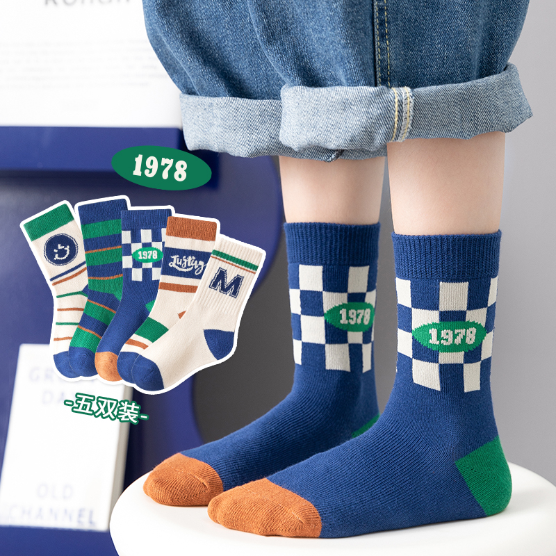 Y2232儿童袜子秋冬袜子男童袜子卡通宝宝百搭透气中筒袜女童棉质
