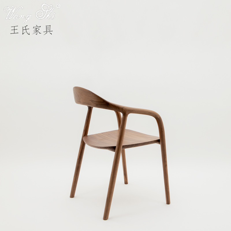 北欧原木扶手椅黑胡桃餐椅简约全实木大板桌主人椅书桌椅白蜡木