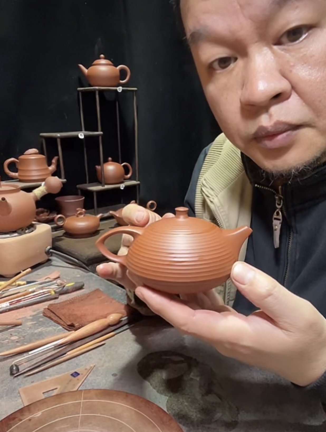 潮州红泥水平壶手拉壶乡恋茶壶小容量紫砂壶茶具全手工纯手工手制