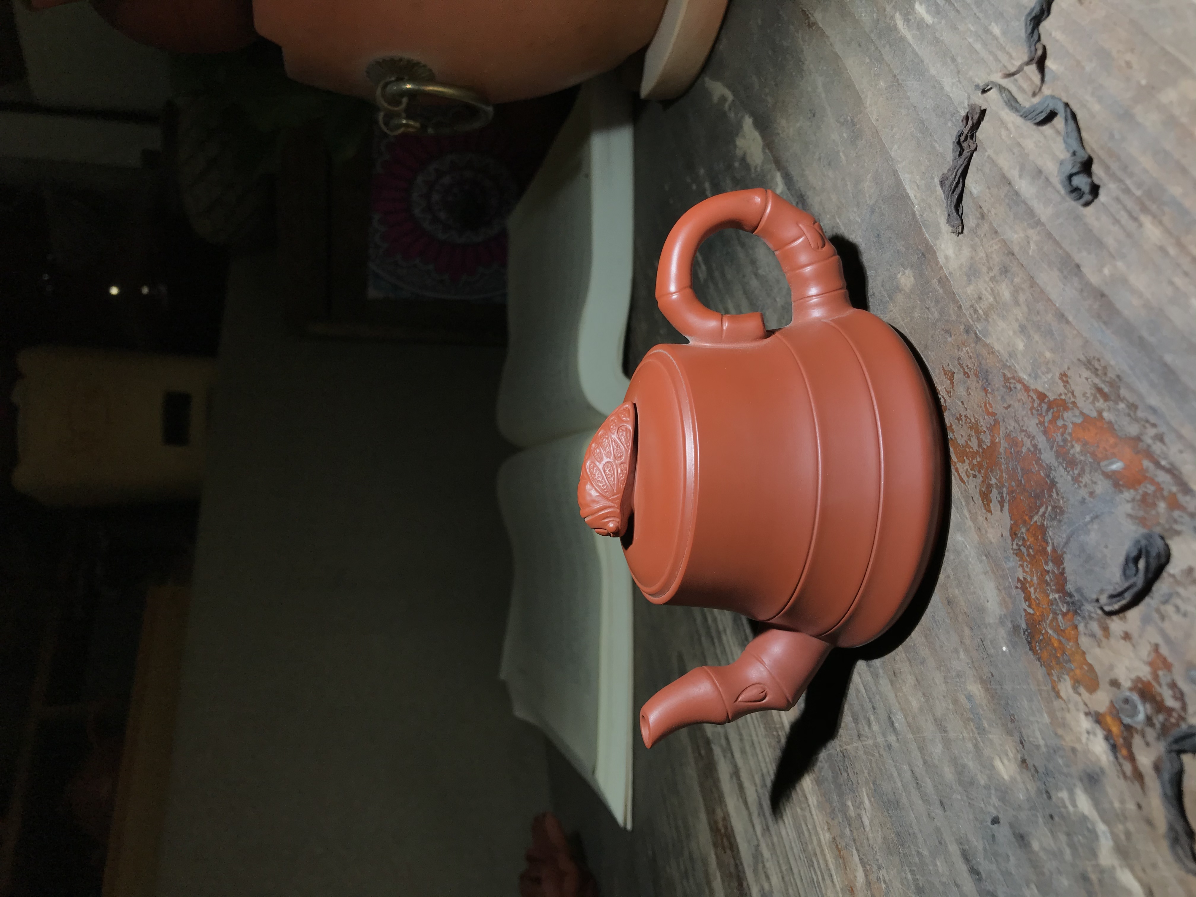 潮州牛盖红泥手拉壶知足茶壶泡茶竹壶竹韵竹节壶竹段茶具