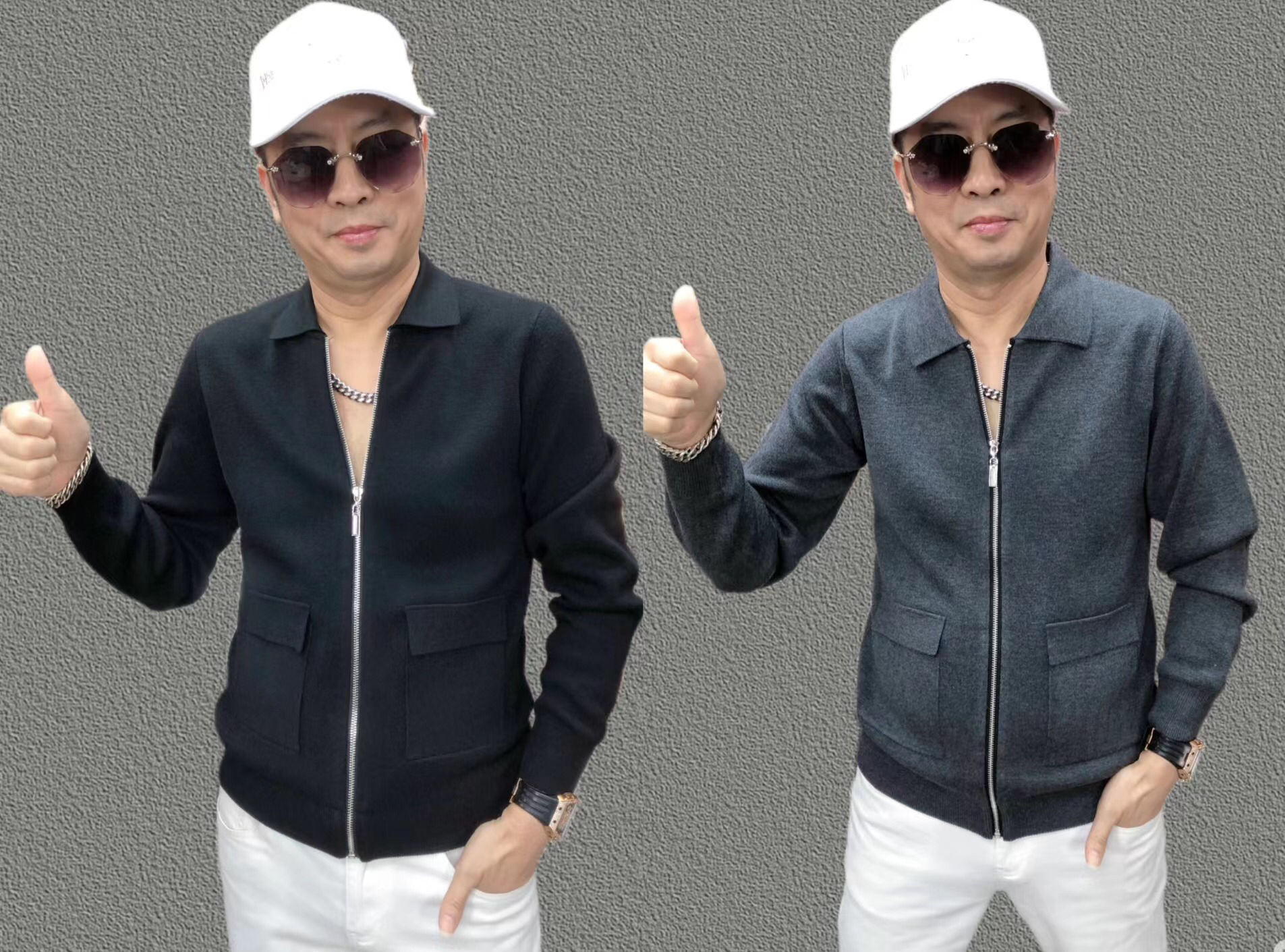 （断码羊毛桑蚕丝秋冬高端轻奢时尚百搭翻盖口袋翻领针织开衫长袖