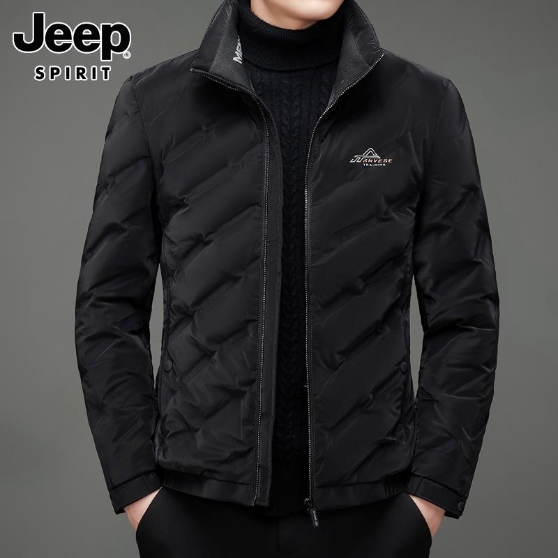 Jeep吉普羽绒服男士冬季短款立领羽绒衣白鸭绒加厚保暖冬装外套男
