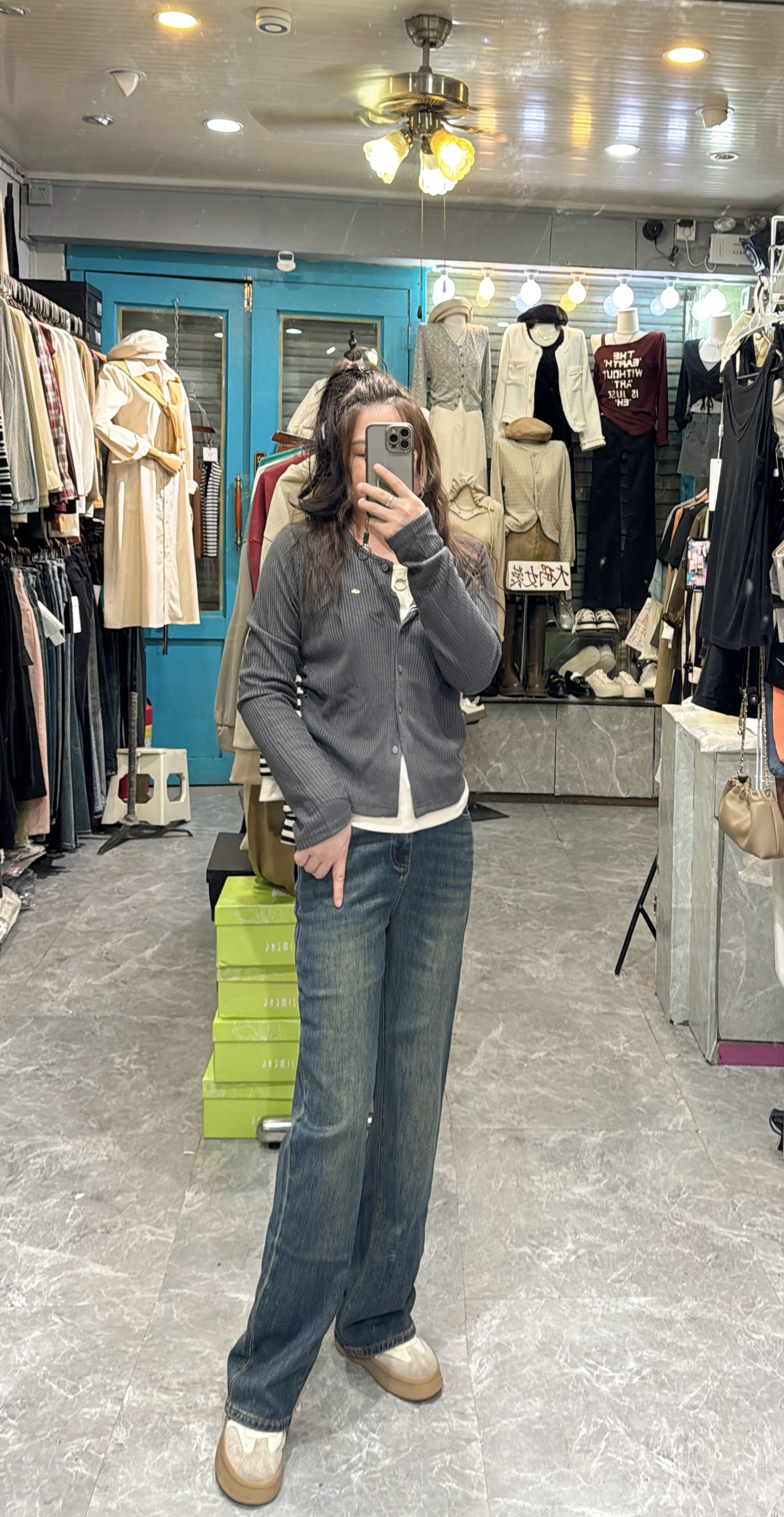 高品质假两件韩版纽扣上衣针织衫大码女装