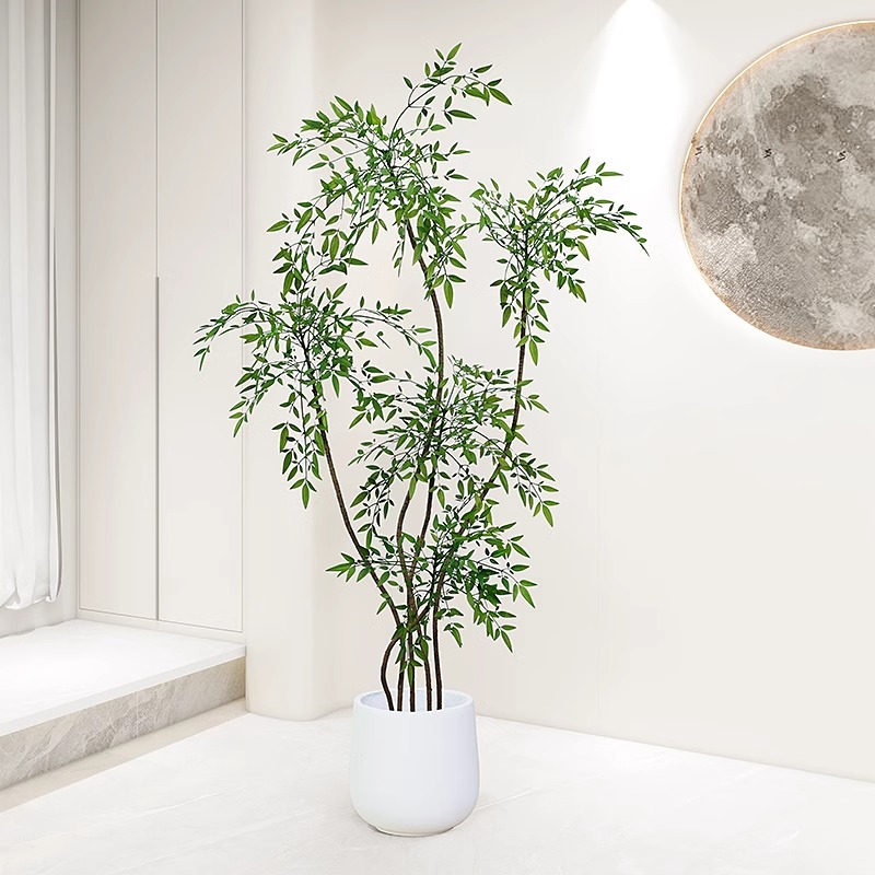 【促销】仿真绿植轻奢室内南天竹景观落地盆栽客厅装饰摆件假植物