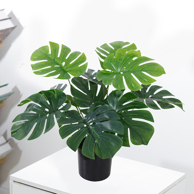 50cm12叶仿真绿植假花龟背桌摆小盆栽摆件假植物装饰
