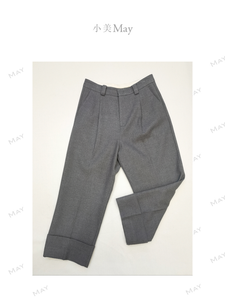 May |两色九分直筒卷边裤（D241201