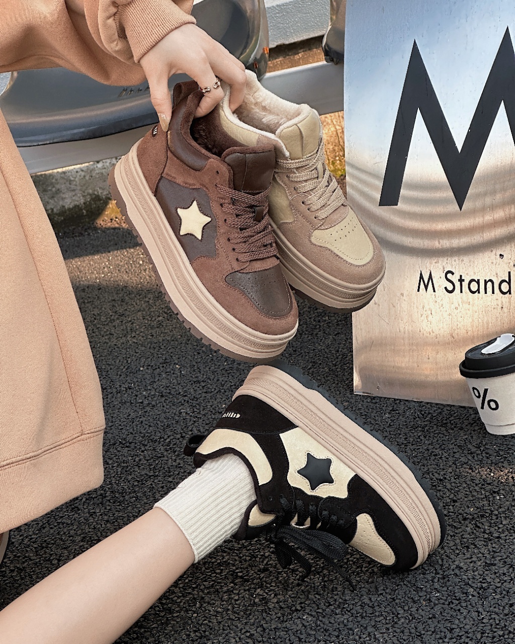 春季新款加绒系带时尚中邦休闲鞋厚底休闲百搭板鞋 Y 检 929