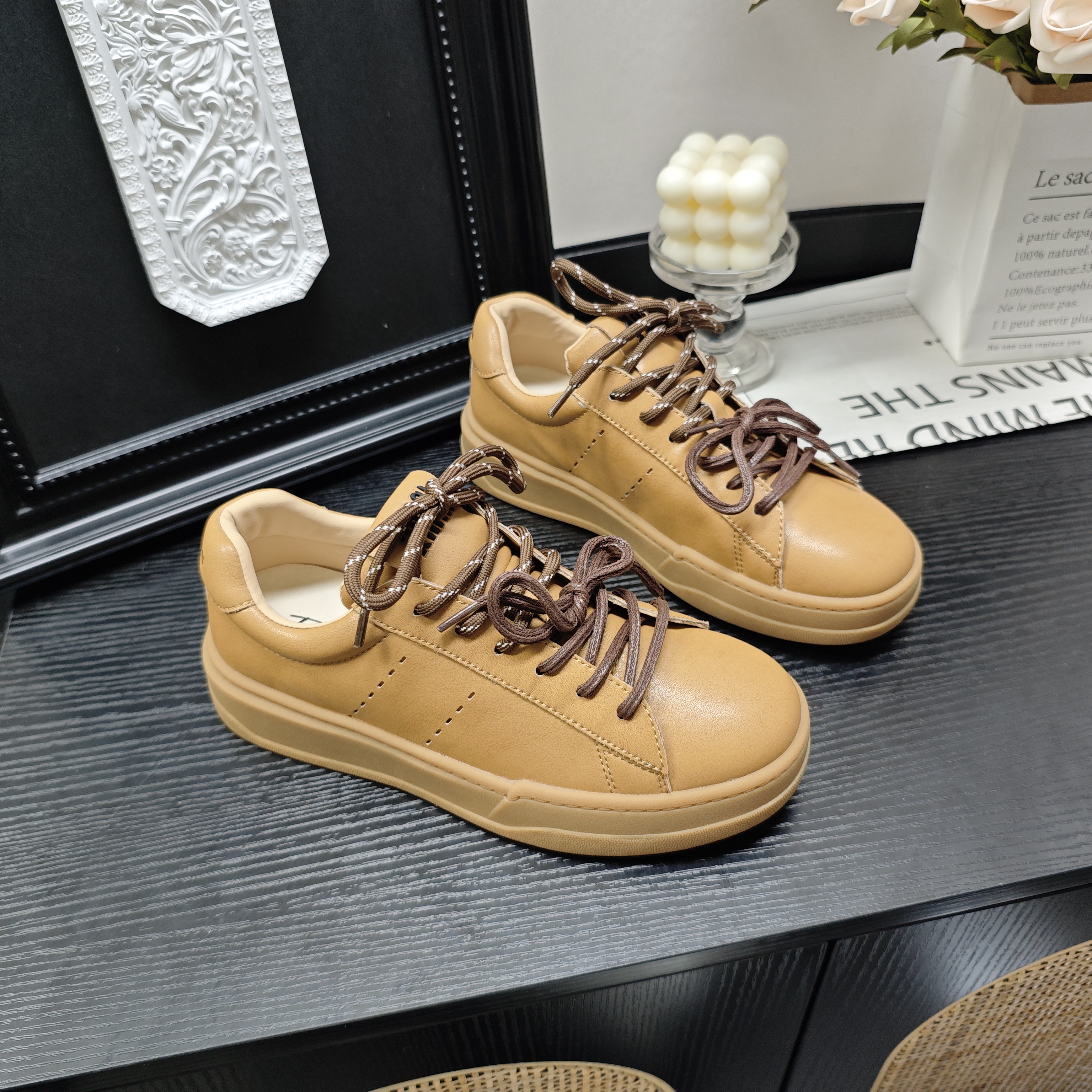 春季新款低帮潮鞋系带休闲鞋时尚平底冷粘工艺板鞋 X 检 886-82