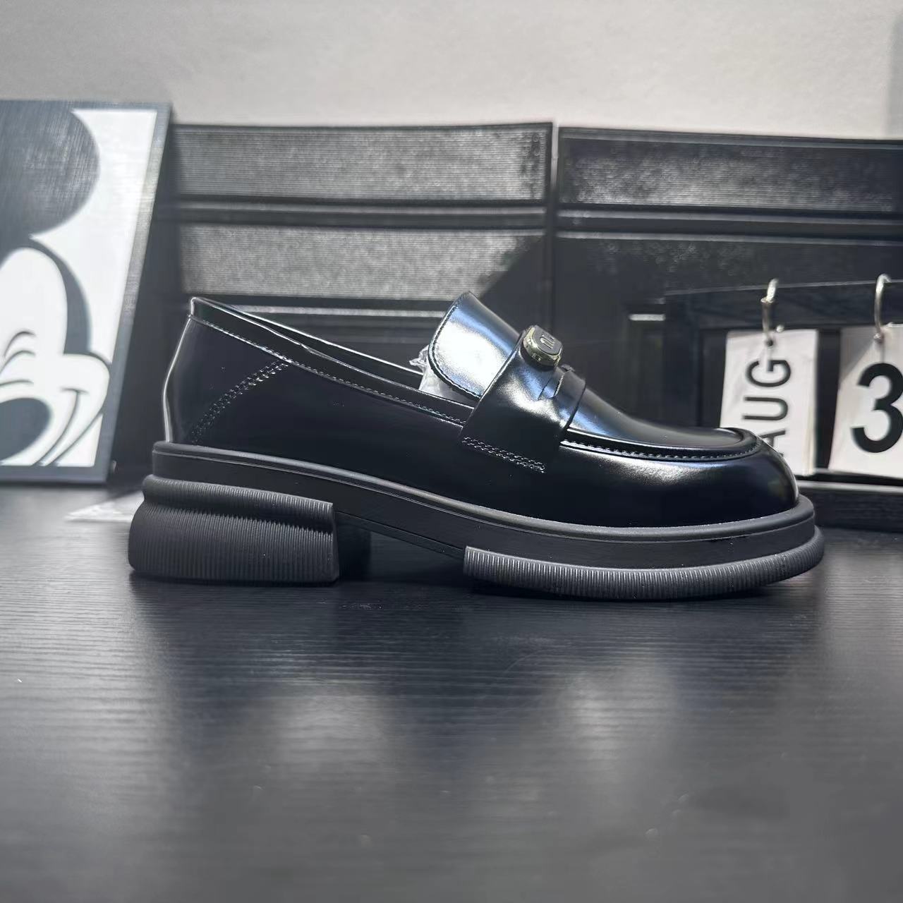 冬季新款低跟休闲乐福鞋女款单鞋女一脚蹬豆豆鞋 X 检 6-300