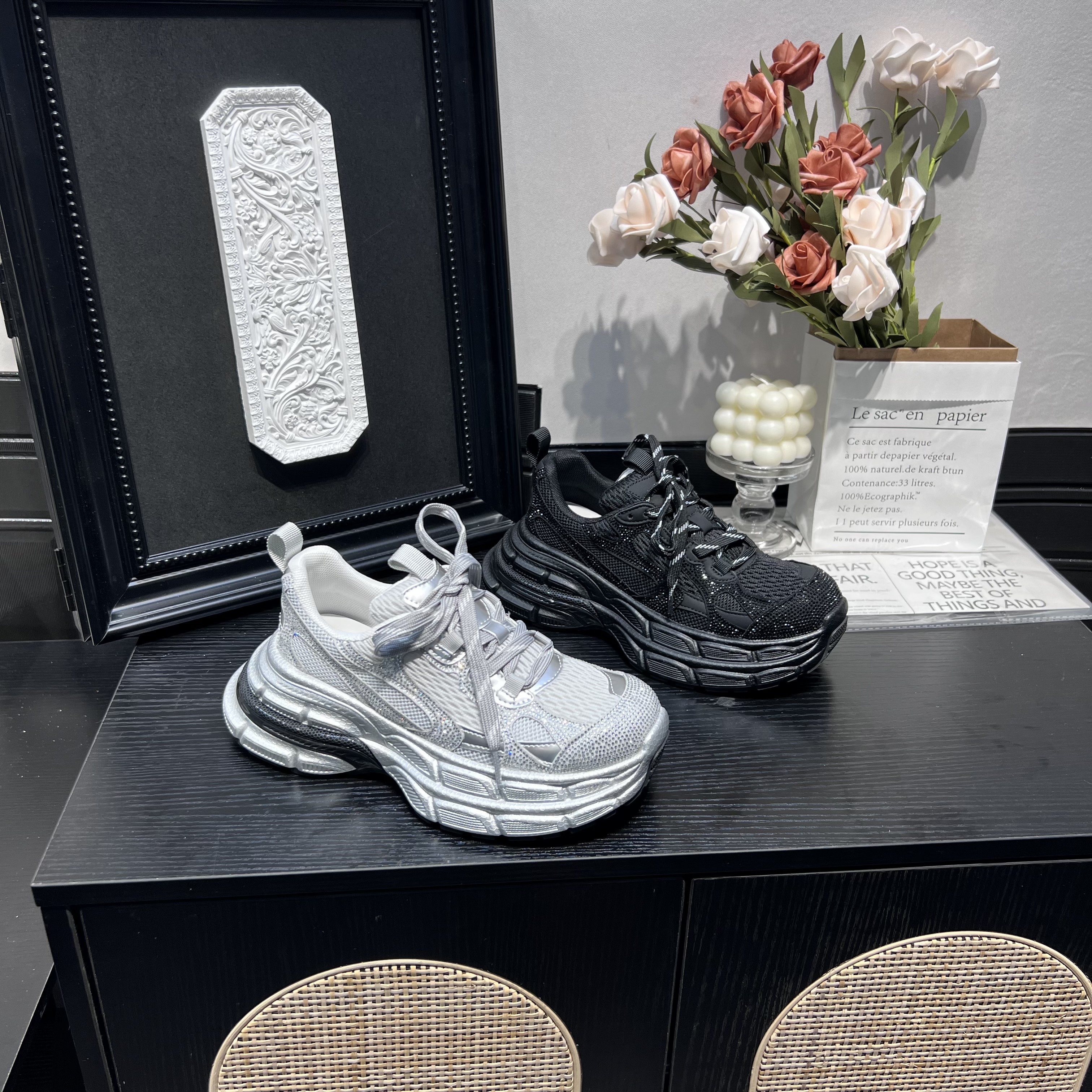 秋冬季新款透气做旧运动鞋厚底脏脏鞋女款百搭老爹鞋  E54  X